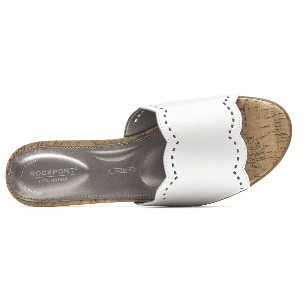 Sandalias Rockport Mujer Mexico - Total Motion Zandra Scallop Blancos - ZFLQN3784